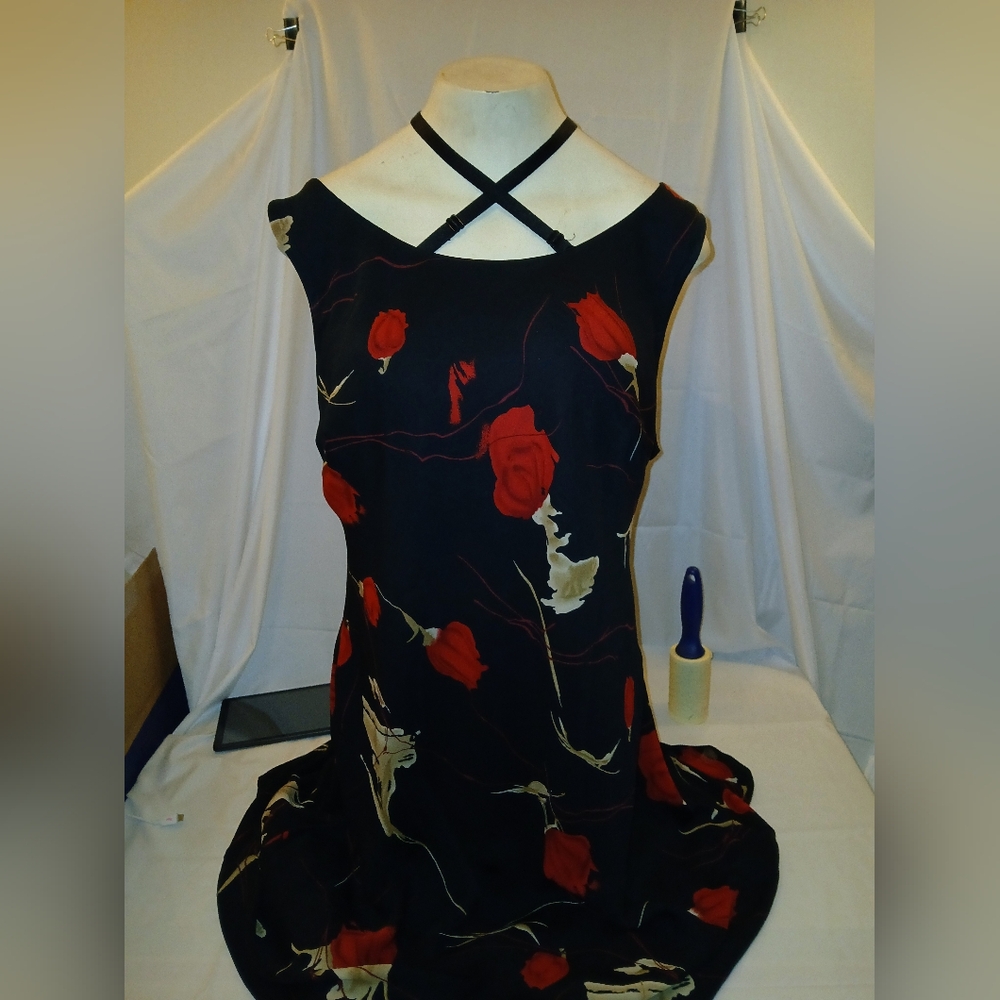Floral Black and Red Maxi Dress
